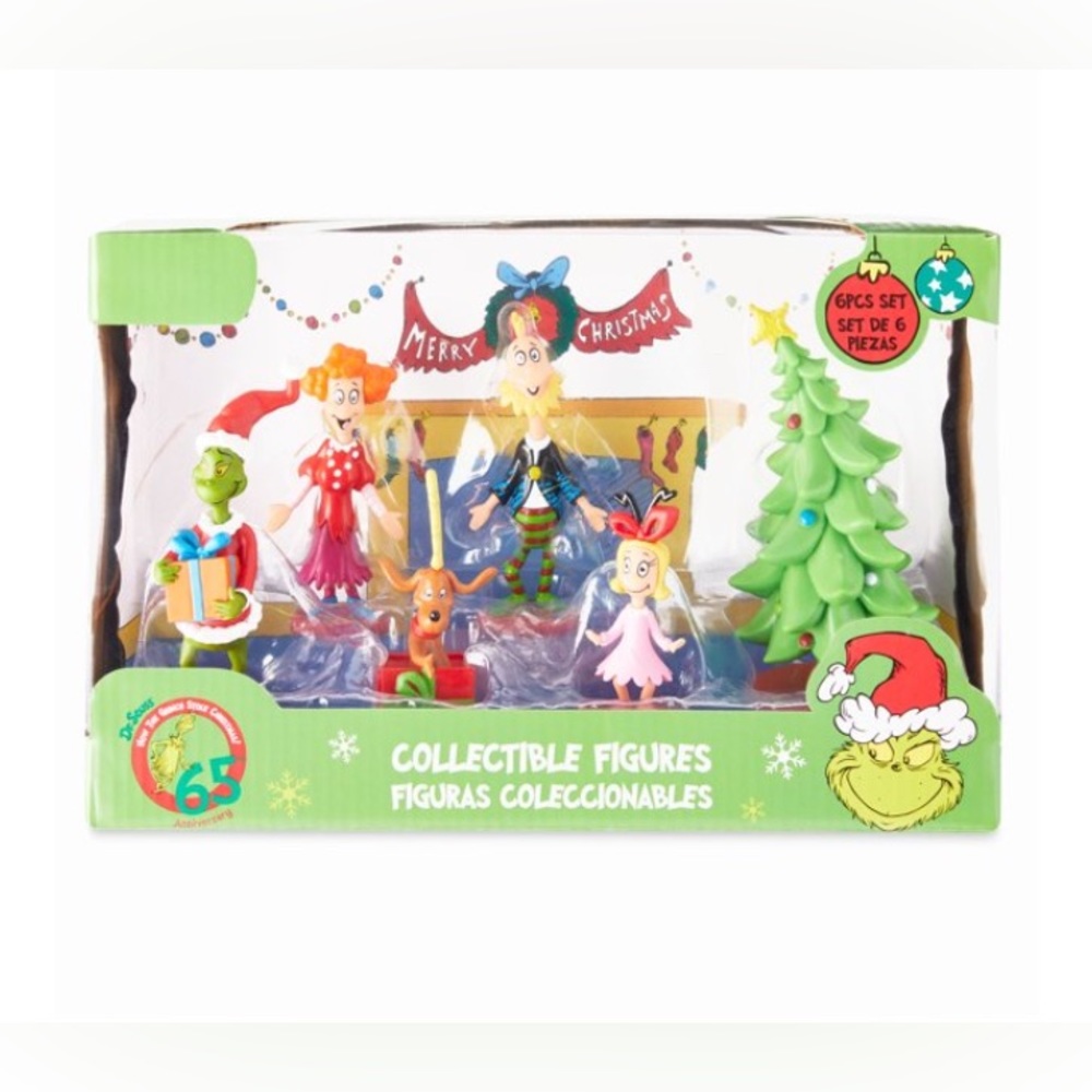 Dr Seuss' The Grinch Who Stole Christmas, 6 Piece Boxed Figurine Set, Vinyl,